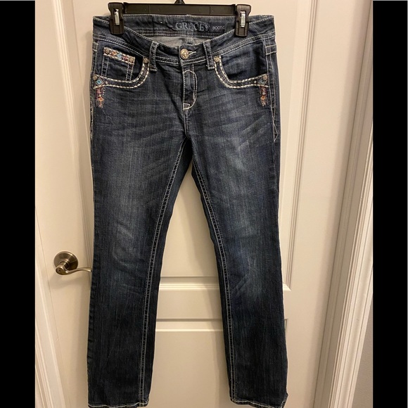 grace in la embroidered jeans